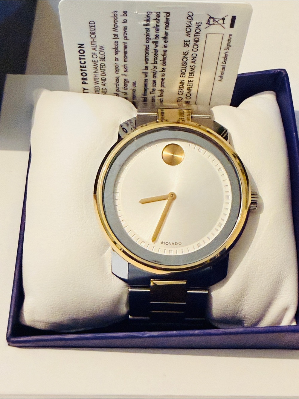 Movado Two-Tone Gold and Silver Minimalist Dial Watch